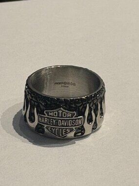 HD MEN'S SILVER TEXTURED FLAMES RING SIZE 10